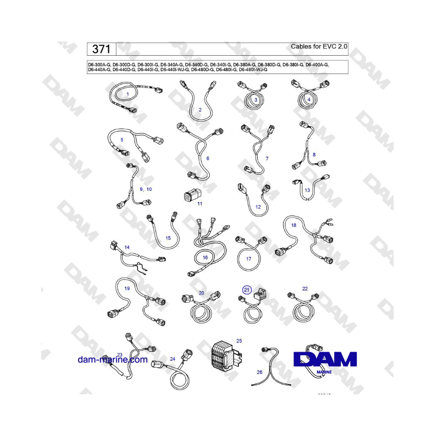 Volvo Penta D6-300 / D6-340 / D6-380 / D6-400 / D6-440 / D6-480 (G) - Cables para EVC 2.0 