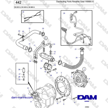 Volvo Penta D6-300 / D6-340 / D6-380 / D6-400 / D6-440 / D6-480 (G) - Connecting Parts Reverse Gear HS68A-A