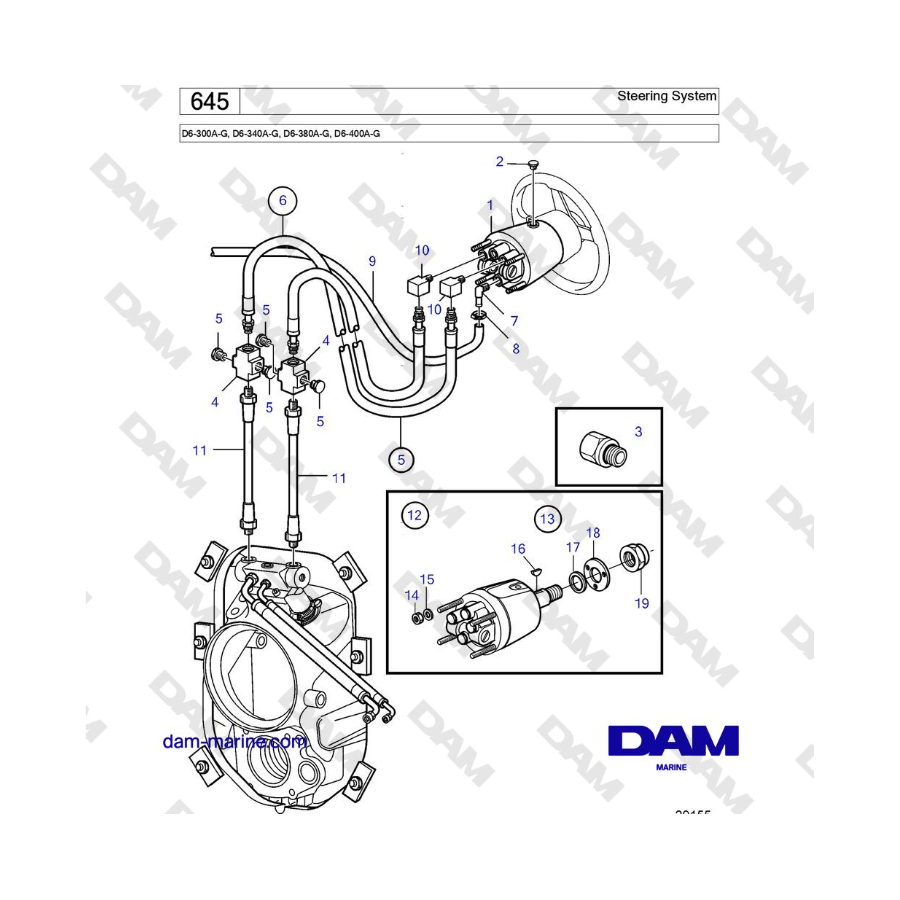 Volvo Penta D6-300 / D6-340 / D6-380 / D6-400 / D6-440 / D6-480 (G) - Steering System