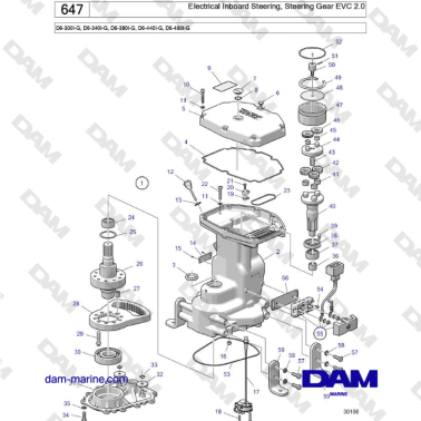 Volvo Penta D6-300 / D6-340 / D6-380 / D6-400 / D6-440 / D6-480 (G) - Electrical Inboard Steering, Steering Gear EVC 2.0