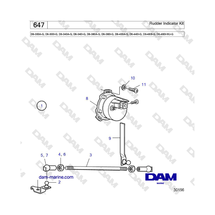 Volvo Penta D6-300 / D6-340 / D6-380 / D6-400 / D6-440 / D6-480 (G) - Rudder Indicator Kit