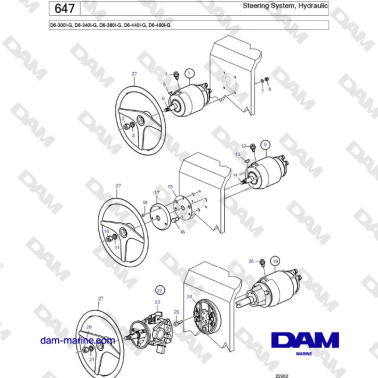 Volvo Penta D6-300 / D6-340 / D6-380 / D6-400 / D6-440 / D6-480 (G) - Steering System, Hydraulic