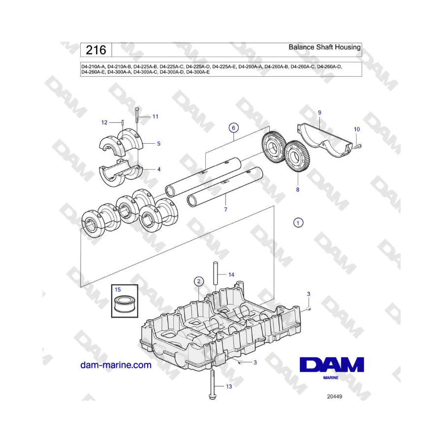 Volvo Penta D4-210 / D4-225 / D4-260 / D4-300 - Balance Shaft Housing Volvo Penta D4-210 / D4-225 / D4-260 / D4-300 - Balance Shaft Housing