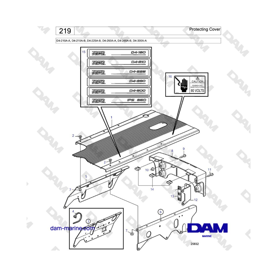 Volvo Penta D4-210A-A, D4-210A-B, D4-225A-B, D4-260A-A, D4-260A-B, D4-300A-A - Protecting Cover