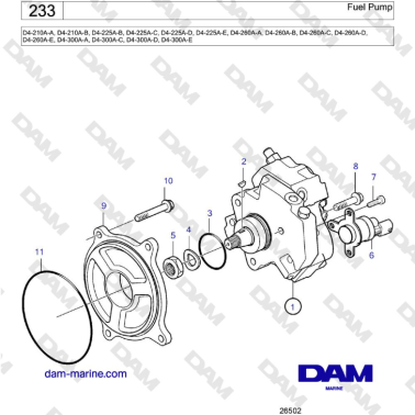 Volvo Penta D4-210 / D4-225 / D4-260 / D4-300 - Fuel Pump