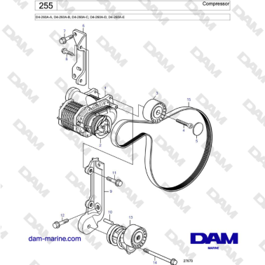 Volvo Penta D4-260A-A, D4-260A-B, D4-260A-C, D4-260A-D, D4-260A-E - Compressor