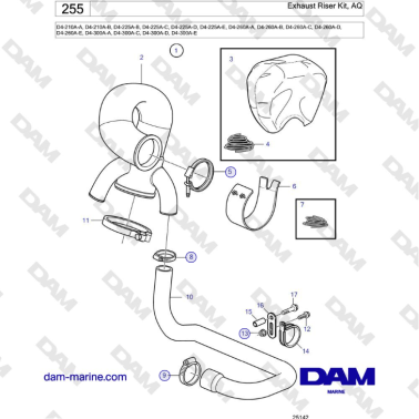 Volvo Penta D4-210 / D4-225 / D4-260 / D4-300 - Exhaust Riser Kit, AQ