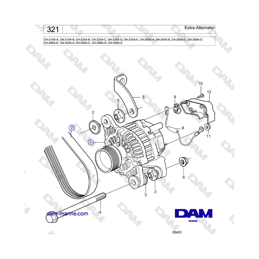 ALTERNATEUR 12V 115AMP PCM - DAM Marine