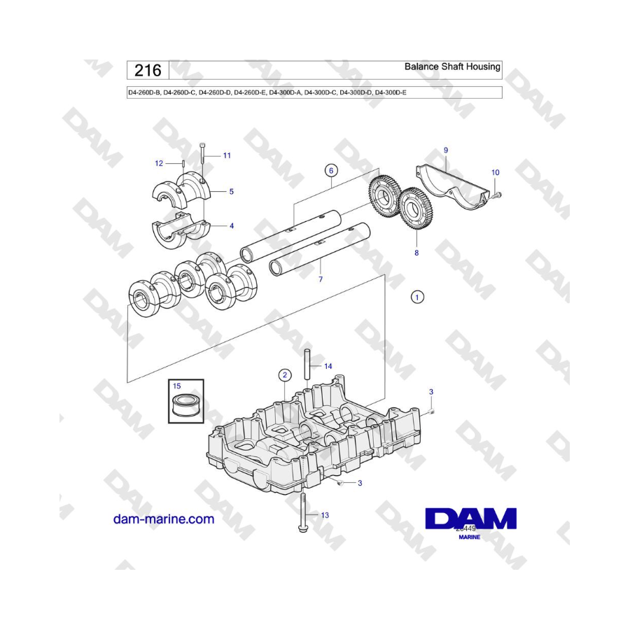 Volvo Penta D4-260D / D4-300D - Balance Shaft Housing Volvo Penta D4-260D / D4-300D - Balance Shaft Housing