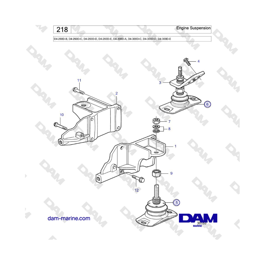 Volvo Penta D4-260D / D4-300D - Engine Suspension