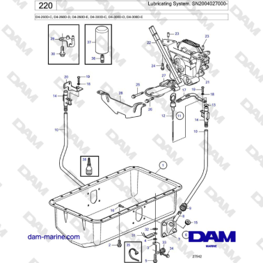Volvo Penta D4-260D-C, D4-260D-D, D4-260D-E, D4-300D-C, D4-300D-D, D4-300D-E - Lubricating System