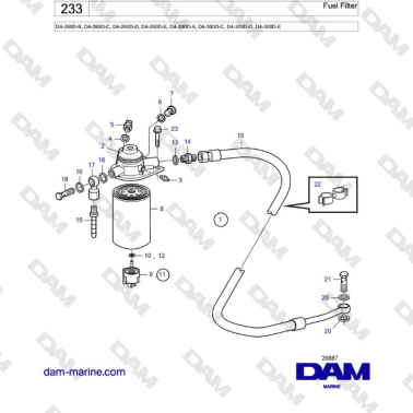 Volvo Penta D4-260D / D4-300D - Fuel Filter