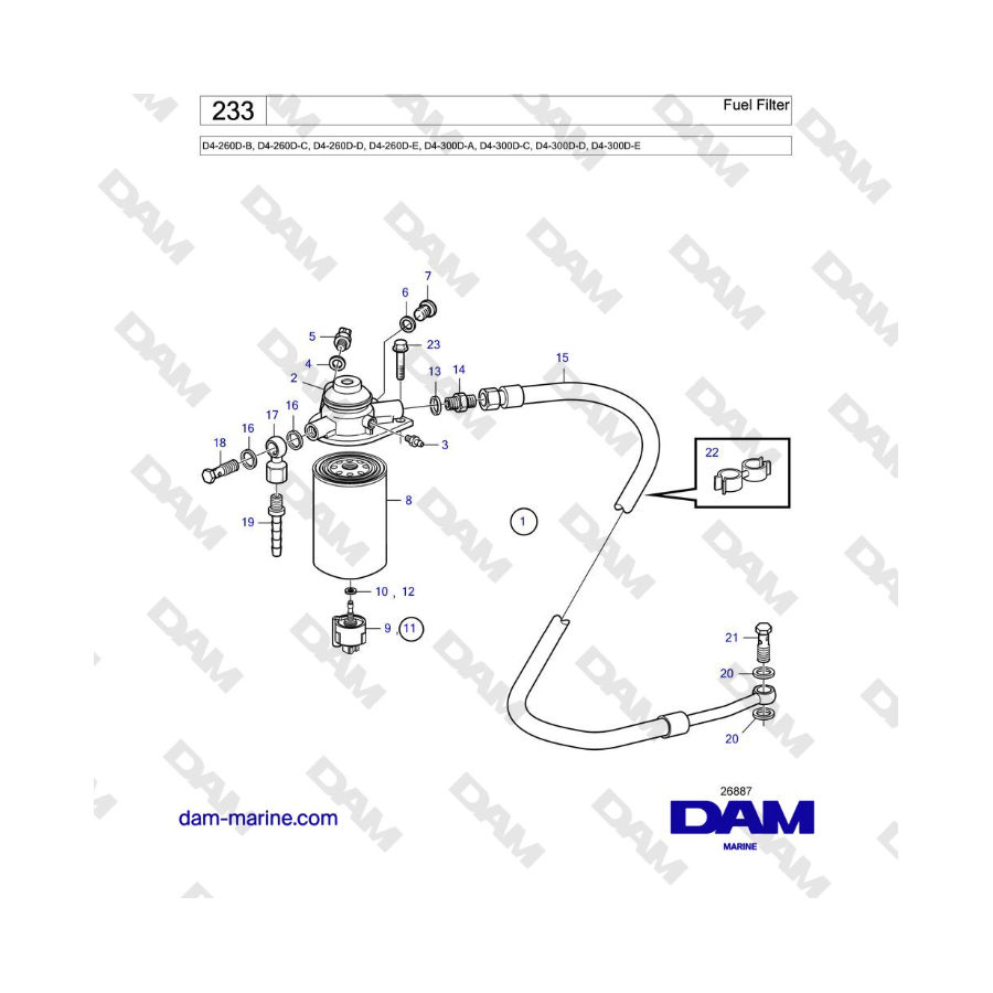 Volvo Penta D4-260D / D4-300D - Fuel Filter