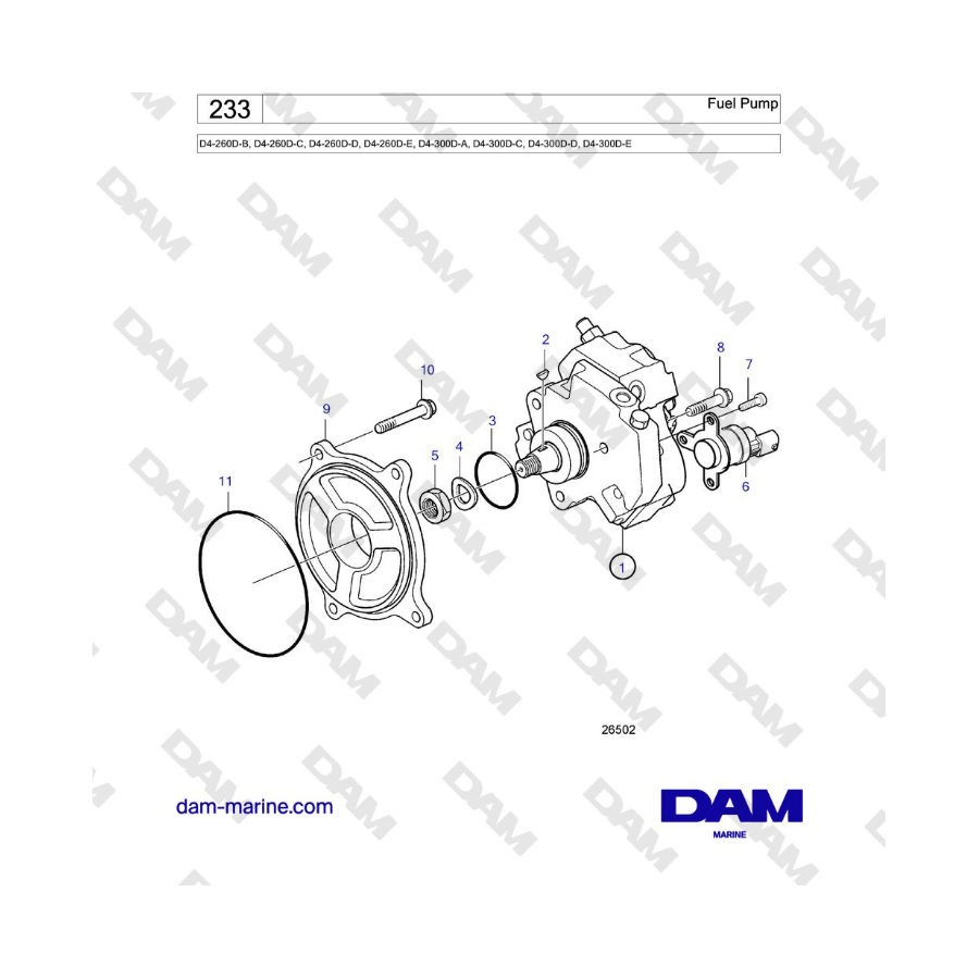Volvo Penta D4-260D / D4-300D - Fuel Pump