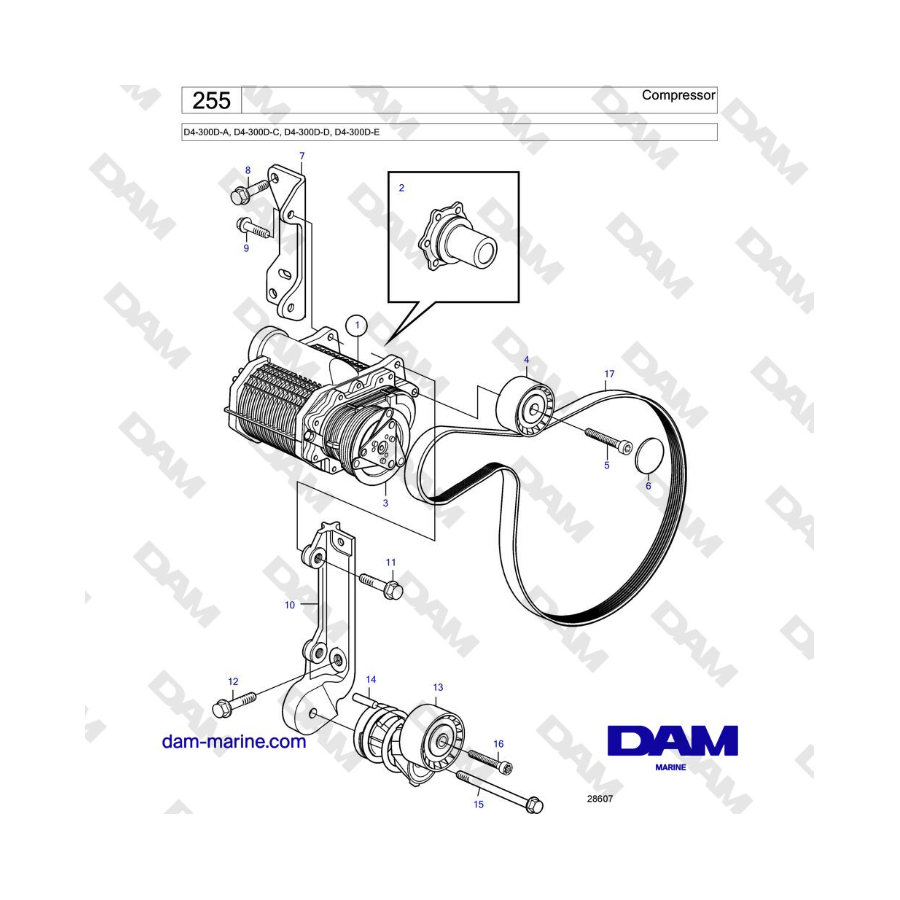 Volvo Penta D4-300D-A, D4-300D-C, D4-300D-D, D4-300D-E - Compressor