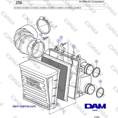 Volvo Penta D6-260D / D6-300D - Air Filter for Compressor