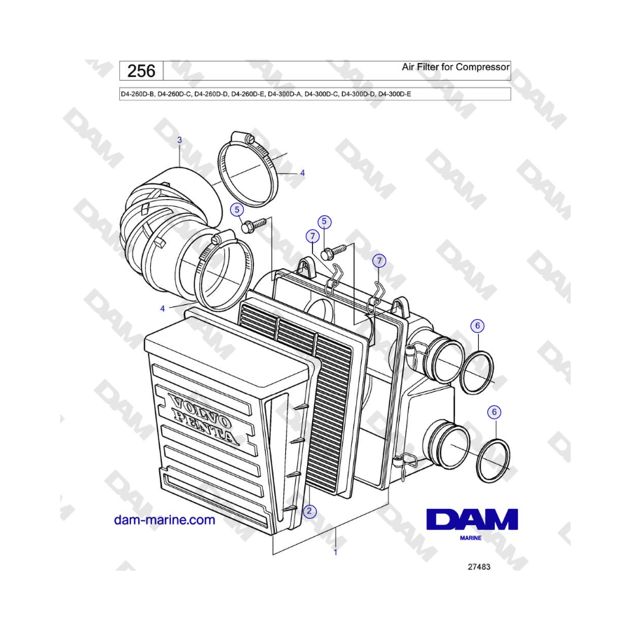 Volvo Penta D6-260D / D6-300D - Air Filter for Compressor