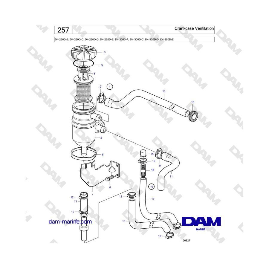 Volvo Penta D6-260D / D6-300D - Ventilación del cárter