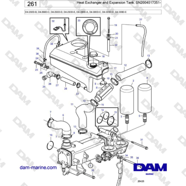 Volvo Penta D4-260D / D4-300D - Heat Exchanger and Expansion Tank