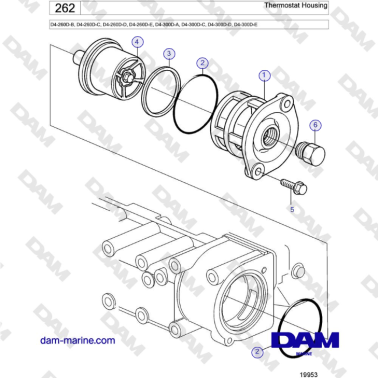 Volvo Penta D4-260D / D4-300D - Thermostat Housing