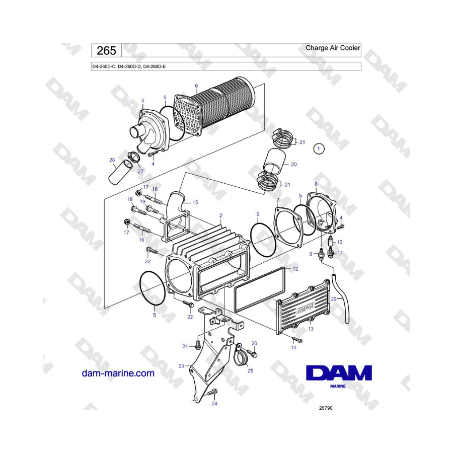 Volvo Penta D4-260D-C, D4-260D-D, D4-260D-E - Charge Air Cooler