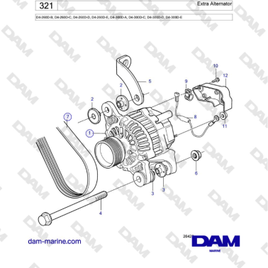Volvo Penta D4-260D / D4-300D - Extra Alternator