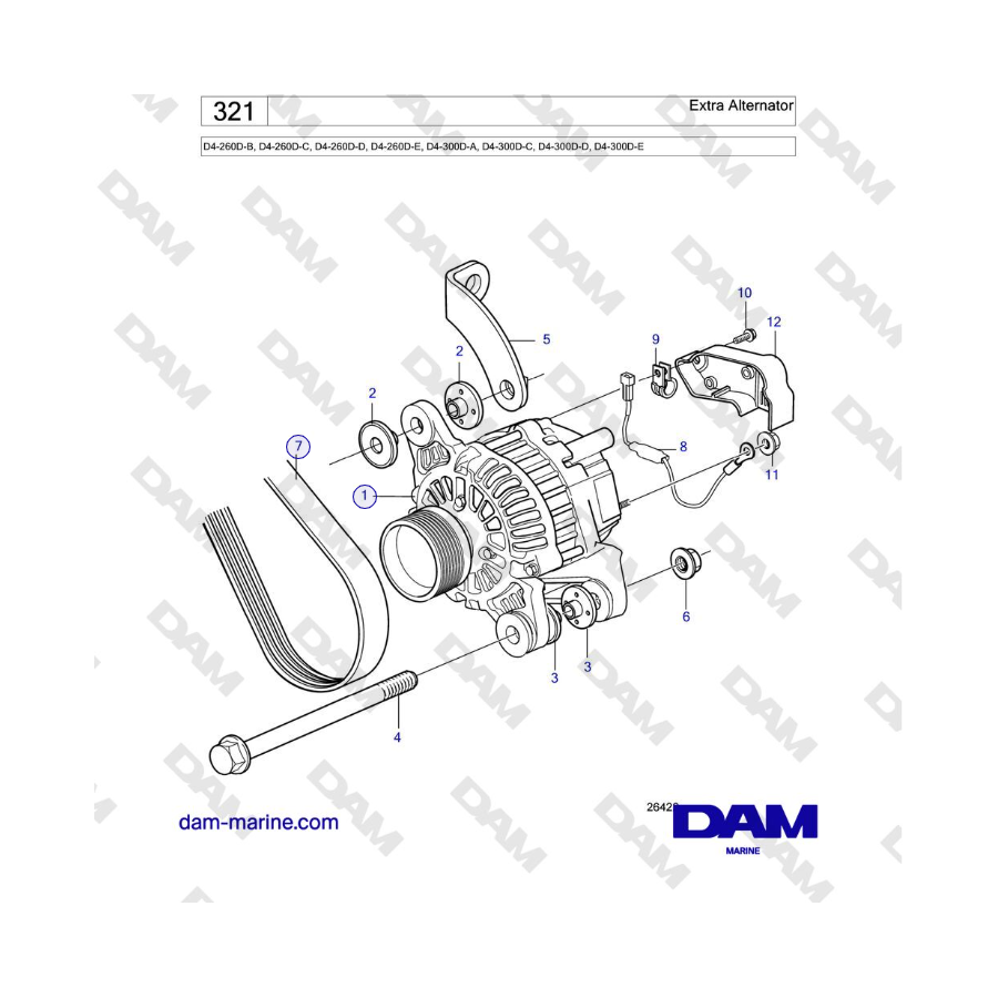 Volvo Penta D4-260D / D4-300D - Extra Alternator