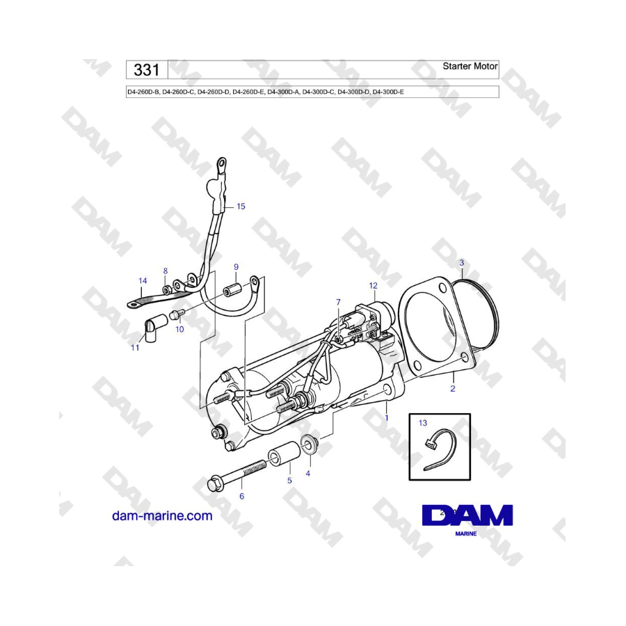 Volvo Penta D4-260D / D4-300D - Starter Motor