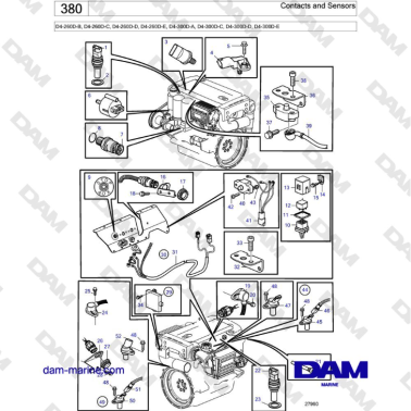 Volvo Penta D4-260D / D4-300D - Contacts and Sensors