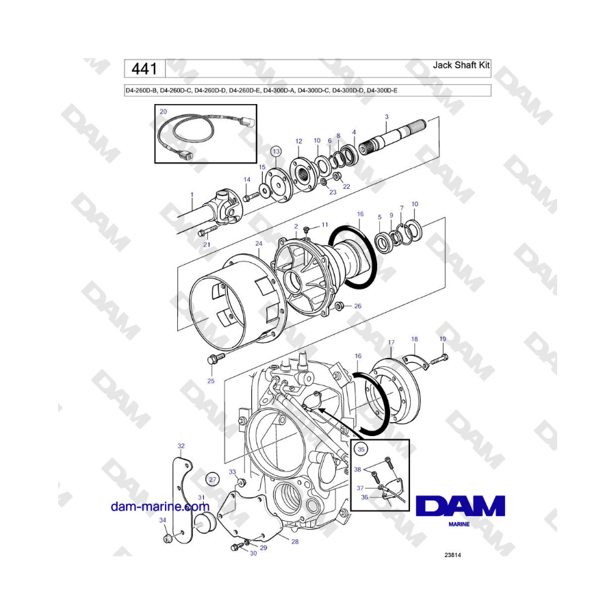 Volvo Penta D4-260D / D4-300D - Jack Shaft Kit