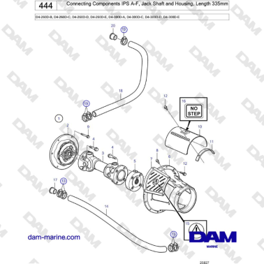 Volvo Penta D4-260D / D4-300D - Connecting Components IPS A-F, Jack Shaft and Housing
