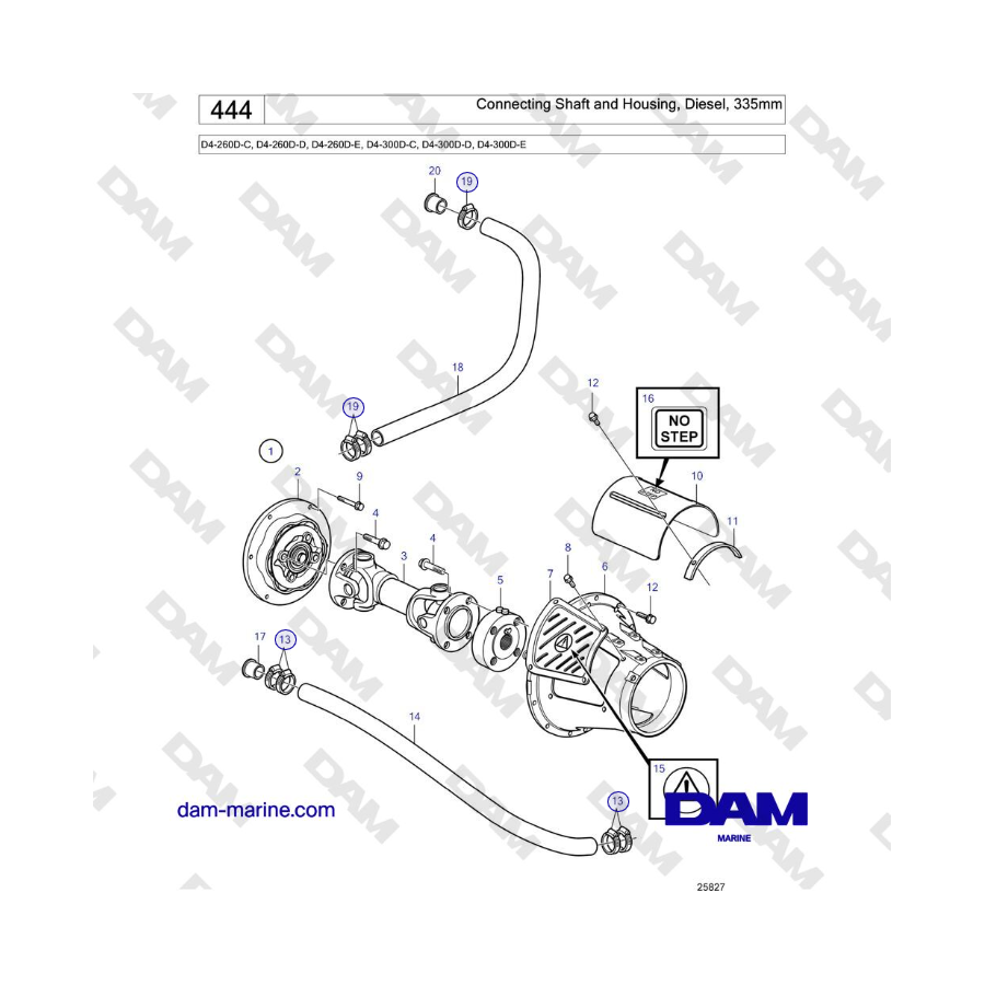 Volvo Penta D4-260D / D4-300D - Connecting Shaft and Housing, Diesel