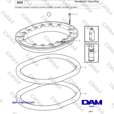 Volvo Penta D4-260D / D4-300D - Mounting Kit, Clamp Ring