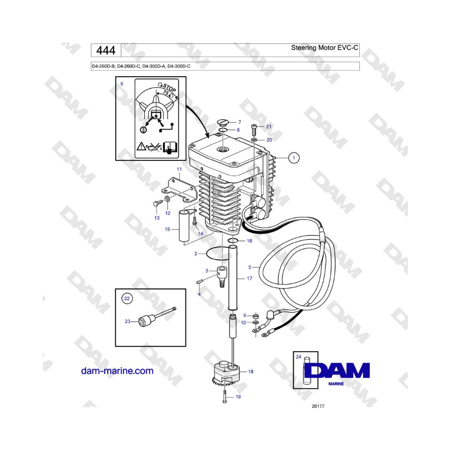 Volvo Penta D4-260D-B, D4-260D-C, D4-300D-A, D4-300D-C - Steering Motor EVC-C