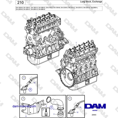 Volvo Penta D4-180I / D4-210I / D4-225I / D4-260I - Long Block, Exchange