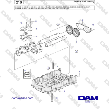 Volvo Penta D4-180I / D4-210I / D4-225I / D4-260I / D4-300I - Balance Shaft Housing