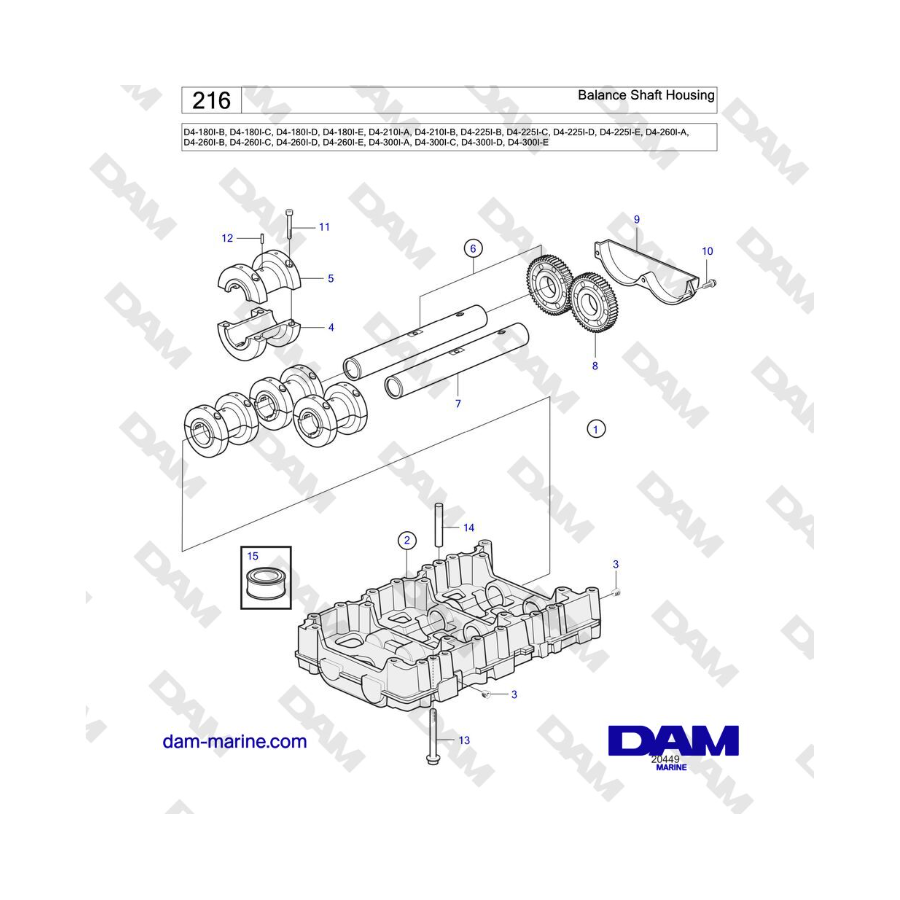 Volvo Penta D4-180I / D4-210I / D4-225I / D4-260I / D4-300I - Balance Shaft Housing Volvo Penta D4-180I / D4-210I / D4-225I / D4-260I / D4-300I - Balance Shaft Housing