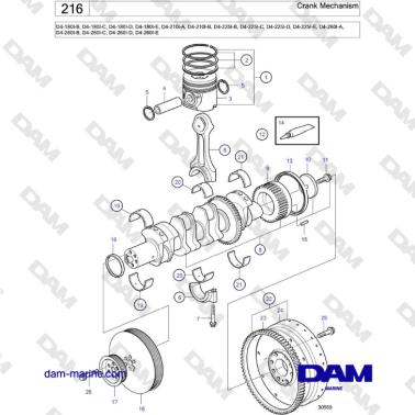 Volvo Penta D4-180I / D4-210I / D4-225I / D4-260I - Crank Mechanism