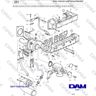 Volvo Penta D4-180I / D4-210I / D4-225I - Turbo, Induction and Exhaust Manifold