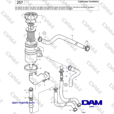 Volvo Penta D4-180I / D4-210I / D4-225I / D4-260I / D4-300I - Crankcase Ventilation