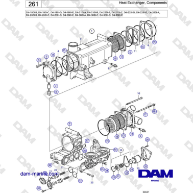Volvo Penta D4-180I / D4-210I / D4-225I / D4-260I / D4-300I - Heat Exchanger, Components