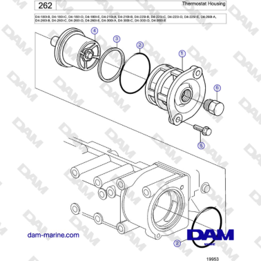 Volvo Penta D4-180I / D4-210I / D4-225I / D4-260I / D4-300I - Thermostat Housing