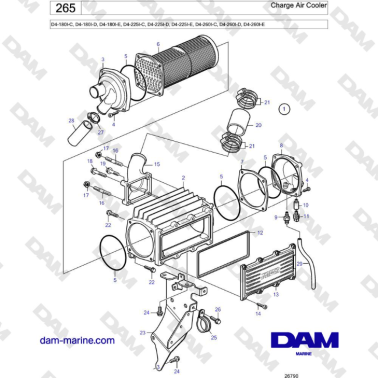 Volvo Penta D4-180I / D4-210I / D4-225I / D4-260I - Charge Air Cooler