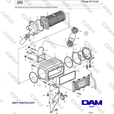 Volvo Penta D4-180I / D4-210I / D4-225I / D4-260I - Charge Air Cooler