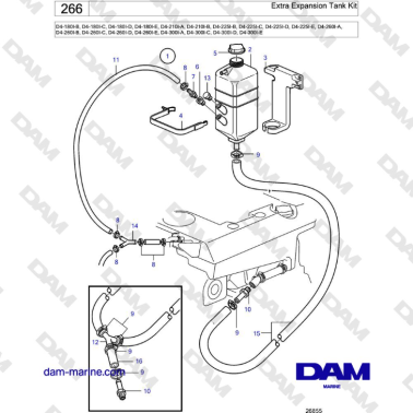 Volvo Penta D4-180I / D4-210I / D4-225I / D4-260I / D4-300I - Extra Expansion Tank Kit
