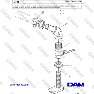 Volvo Penta D4-180I / D4-210I / D4-225I / D4-260I / D4-300I - Cooling Water Intake