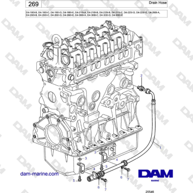Volvo Penta D4-180I / D4-210I / D4-225I / D4-260I / D4-300I - Drain Hose