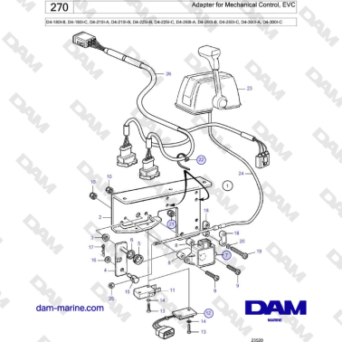 Volvo Penta D4-180I / D4-210I / D4-225I / D4-260I / D4-300I - Adapter for Mechanical Control, EVC