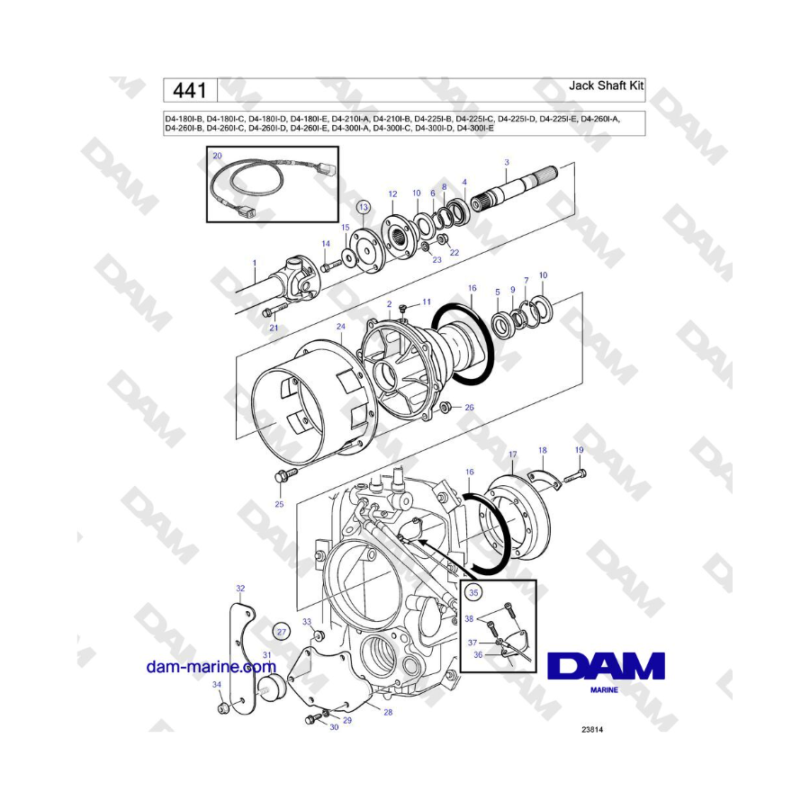 Volvo Penta D4-180I / D4-210I / D4-225I / D4-260I / D4-300I - Kit de eje de gato 