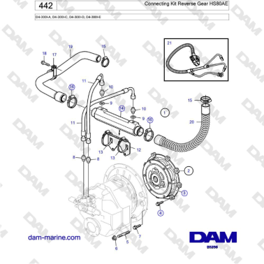 Volvo Penta D4-300I-A, D4-300I-C, D4-300I-D, D4-300I-E - Connecting Kit Reverse Gear HS80AE